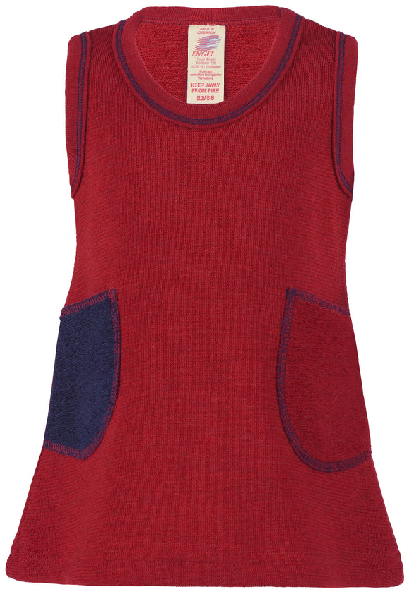 Kleid Wolle rot marineblau