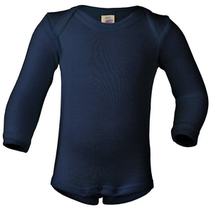 Body Wolle-Seide langarm marineblau