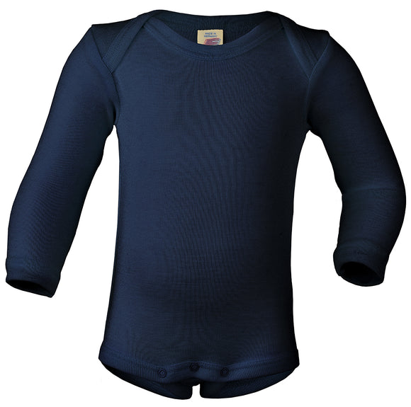 Body Wolle-Seide langarm marineblau