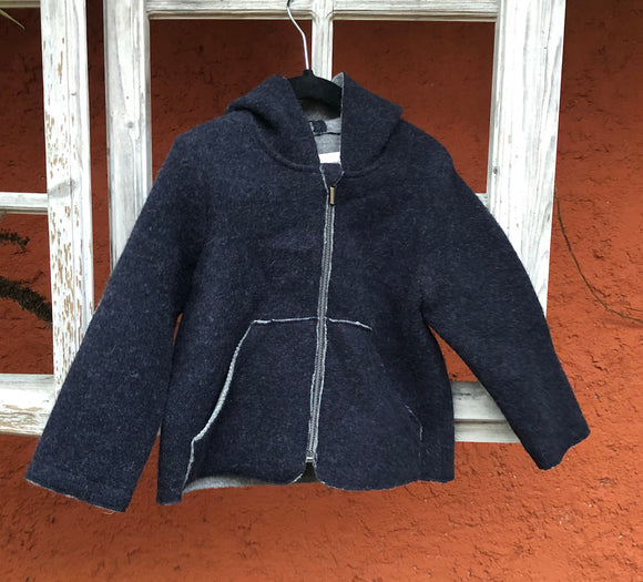 Jacke Michi Lambswool Double Walk dunkelblau
